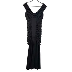 Tadashi Collection / Tadashi Shoji Black Formal Evening Gown Size M Ruched